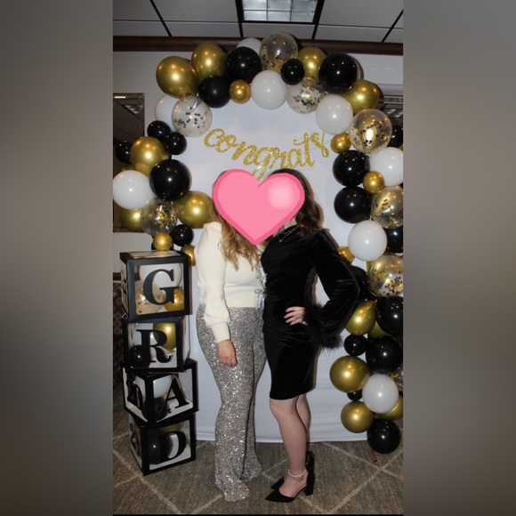 Express sequin flare pants and matching bow sweater - Picture 3 of 3